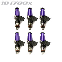 ID1700-XDS Injectors Set of 6, 60mm Length, 14mm Purple Adaptor Top, 14mm Lower O-Ring/11mm Machine O-Ring Retainer - Nissan GT-R R35 (V1 T1 Rails)