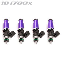 ID1700-XDS Injectors Set of 4, 60mm Length, 14mm Purple Adaptor Top, 14mm Lower O-Ring - Nissan SR20/Toyota 3S-GTE/BMW M3 E30