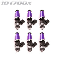 ID1700-XDS Injectors Set of 6, 60mm Length, 14mm Purple Adaptor Top, Denso Lower Cushion - Nissan Skyline R32/R33/R34