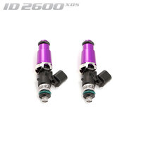 ID2600-XDS Injectors Set of 2, 60mm Length, 14mm Purple Adaptor Top, 14mm Lower O-Ring/-204 Lower Cushion - Mazda RX-7