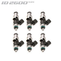 ID2600-XDS Injectors Set of 6, 48mm Length, 14mm Grey Adaptor Top, 14mm Lower O-ring - Ford XR6 FG/Nissan 350Z/Porsche GT2 996/997.1 TT/BMW M3 E46
