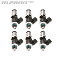 ID2600-XDS Injectors Set of 6, 48mm Length, 14mm Grey Adaptor Top, Nissan VR Lower Adaptor - Nissan 370Z/GT-R R35/Infiniti G37 V36
