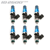 ID2600-XDS Injectors Set of 6, 60mm Length, 11mm Blue Adaptor Top, 14mm Lower O-Ring/11mm Machine O-Ring Retainer - Honda NSX