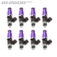 ID2600-XDS Injectors Set of 8, 60mm Length, 14mm Purple Adaptor Top, 14mm Lower O-Ring - Holden/GM LS1/LS6/BMW 540i/740i