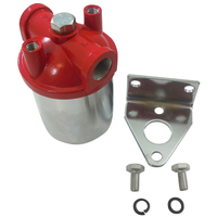 Proflow Fuel Filter Canister Type Chrome/Red 3/8 npt inlet and outlet ports