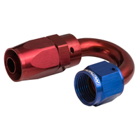 Proflow 180 Degree Hose End -04AN Hose to Female Blue/Red