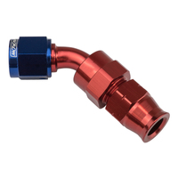 Proflow 1/2in. Tube 45 Degree To Female -08AN Hose End Tube Adaptor Blue/Red