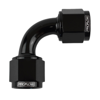 Proflow 90 Degree Female Flare Union Swivel Hose End -08AN Black