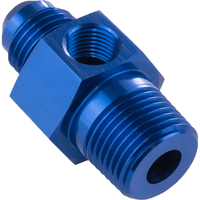 Proflow Male Adaptor 1/4in. NPT To -08AN 1/8in. NPT Gauge Port Hose End Blue
