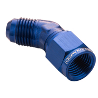 Proflow 45 Degree Male Adaptor - Female Adaptor Swivel Coupler Hose End -06AN Blue