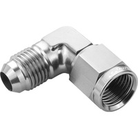 Proflow 90 Degree Male Adaptor - Female Adaptor Swivel Coupler Hose End -08AN Silver