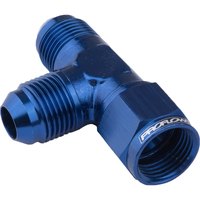 Proflow AN Tee -08AN Female Swivel Coupler Hose End On Run Blue