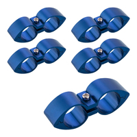 Proflow Twin Hose Clamp Separators 5 pack,08AN Blue 16mm Hole