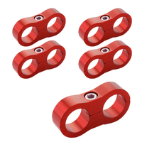 Proflow Aluminium Hose & Tubing Clamp Separators 5 pack Clamp 5mm ID Hole Red