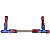 Proflow Fuel Line kit Holley Ultra HP (9.75" Width) -08AN Single Inlet Swivel-Seal Stainless Steel Hose Blue/Red