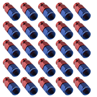 Proflow Bulk Pack Aluminium Straight Hose End -06AN For PTFE Red/Blue 25pc