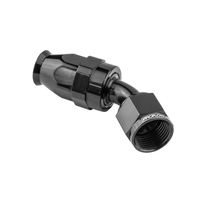 Proflow Aluminium 45 Degree Hose End Hose End For -08AN PTFE Hose Black