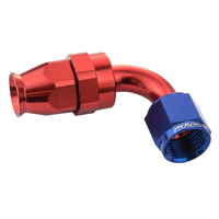Proflow Aluminium 90 Degree Hose End Hose End For -04AN PTFE Hose Red/Blue