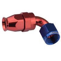 Proflow Aluminium 120 Degree Hose End Hose End For -04AN PTFE Hose Red/Blue