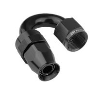 Proflow Aluminium 180 Degree Hose End Hose End For -08AN PTFE Hose Black