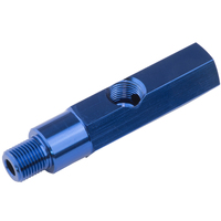 Proflow Gauge Adapter Oil Pressure Sending Extension 1/4in. NPT To 1/4in. 1/4 NPT On Side Blue
