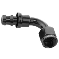 Proflow 90 Degree Push Lock Hose End Barb 1/4'' To Female -04AN Black
