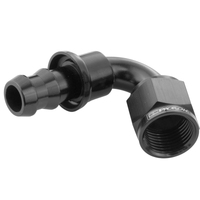 Proflow 120 Degree Push Lock Hose End Barb 1/2'' To Female -08AN Black