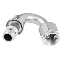 Proflow 150 Degree Push Lock Hose End Barb 1/4'' To Female -04AN Polished