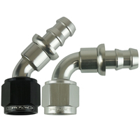 Proflow 180 DEG PUSH ON HOSE END - 6 BLACK/SILVER