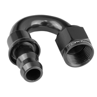 Proflow 180 Degree Push Lock Hose End Barb 1/2'' To Female -08AN Black