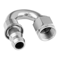 Proflow 180 Degree Push Lock Hose End Barb 1/2'' To Female -08AN Polished