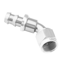Proflow 60 Degree Push Lock Hose End Barb 1/4'' To Female -04AN Polished