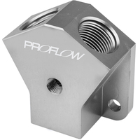 Proflow Billet AN Fuel Block -10AN In -10AN Out w/1/8in. NPT Port Silver