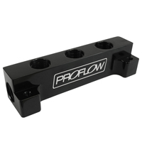 Proflow Fuel Block Log -06AN ORB Side Ports & 3x -06AN ORB Ports Black