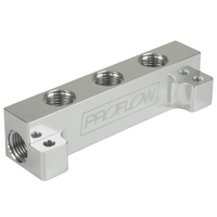 Proflow Fuel Block Log -06AN Side Ports & 3 x -06AN Ports Silver
