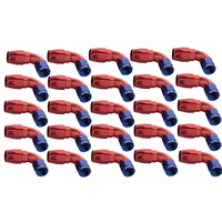 Proflow Bulk Pack Cutter Hose End 90 Degree -10AN Blue/Red 25pc