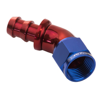 Proflow 45 Degree Fitting Hose End Full Flow Barb to Female -04AN Blue/Red