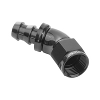 Proflow 45 Degree Fitting Hose End Full Flow Barb to Female -04AN Black