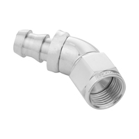 Proflow 45 Degree Fitting Hose End Full Flow Barb to Female -04AN Polished
