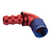 Proflow 90 Degree Fitting Hose End Full Flow 1/4in. Barb to Female -04AN Blue/Red