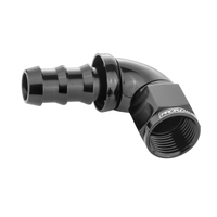 Proflow 90 Degree Fitting Hose End Full Flow 1/4in. Barb to Female -04AN Black