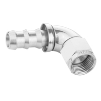 Proflow 90 Degree Fitting Hose End Full Flow 1/4in. Barb to Female -04AN Polished