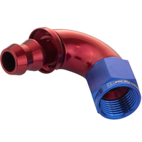 Proflow 120 Degree Fitting Hose End Full Flow Barb to Female -06AN Blue/Red