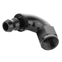 Proflow 120 Degree Fitting Hose End Full Flow Barb to Female -06AN Black