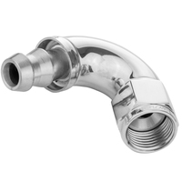 Proflow 120 Degree Fitting Hose End Full Flow Barb to Female -06AN Polished