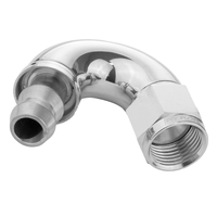 Proflow 150 Degree Fitting Hose End Full Flow Barb to Female -06AN Polished