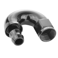 Proflow 180 Degree Fitting Hose End Full Flow Barb to Female -06AN Black