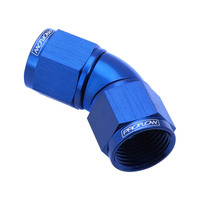 Proflow 45 Degree Female Flare Union Full Flow Swivel Hose End -06AN Blue