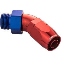 Proflow 45 Degree Fitting Hose End -06AN Orb Male To -06AN Blue/Red