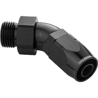 Proflow 45 Degree Fitting Hose End -10AN Orb Male To -04AN Black